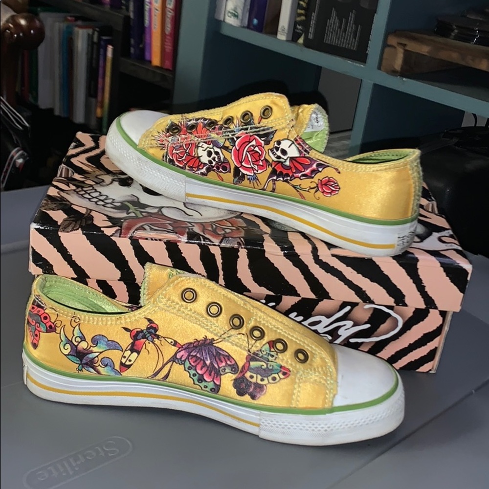 Ed Hardy Satin Slip Ons